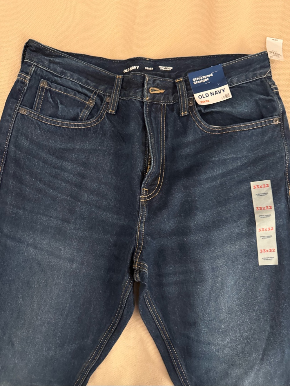 NWT Old Navy Men's Structured Straight Jeans in Dark Blue Wash Size 33 x 32 - Picture 5 of 6